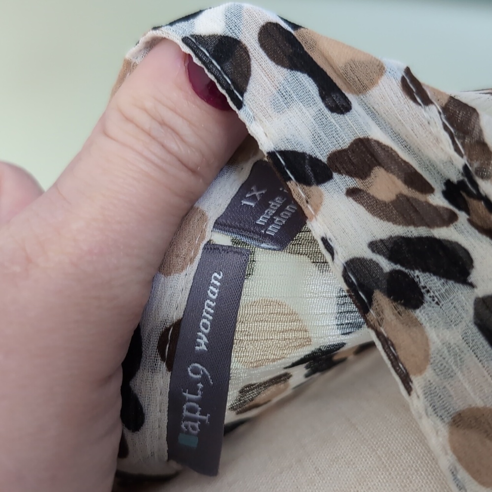 Apt. 9 Leopard Print Pleated Surplice Blouse 1X GUC - Picture 11 of 12